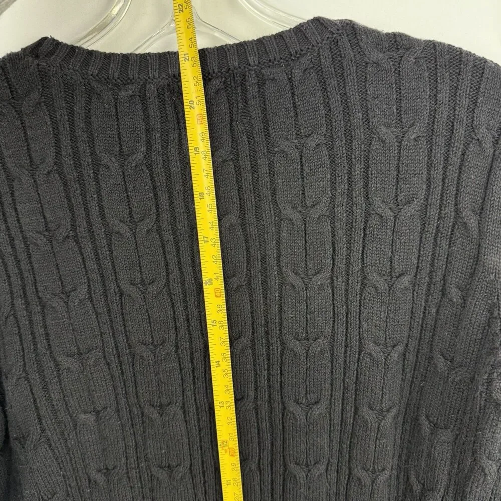 St John's Bay Women's Long Sleeve Cable Knit Sweater Size Small Black